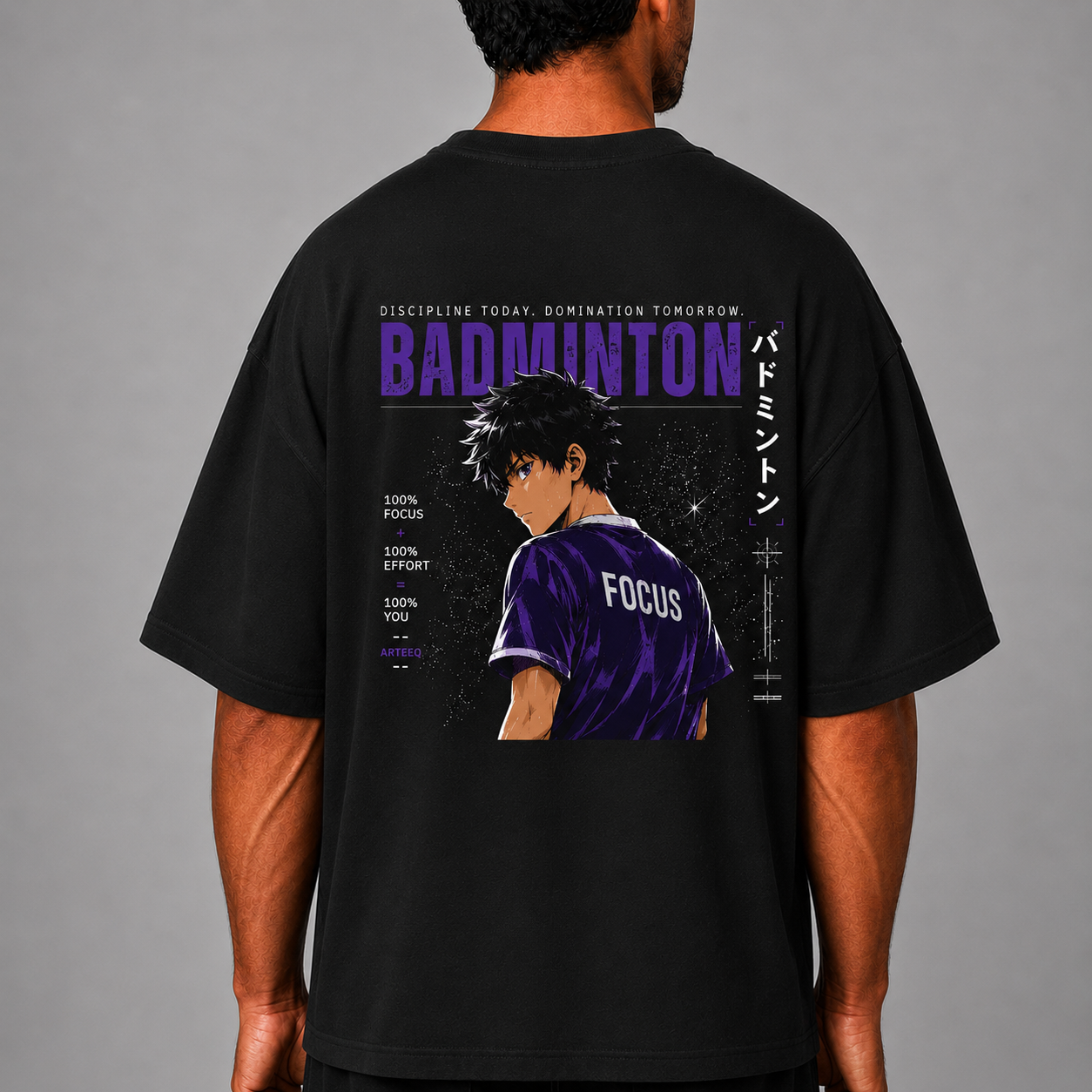 Purple Lock: Oversized Badminton T-Shirt