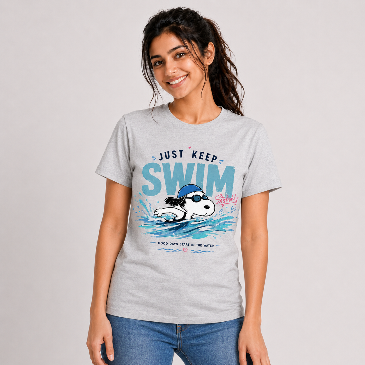 Just Keep Swim: Cotton Swimming T-Shirt