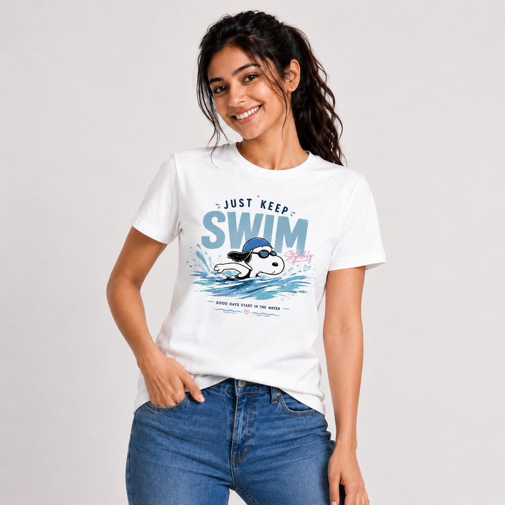 Just Keep Swim: Cotton Swimming T-Shirt