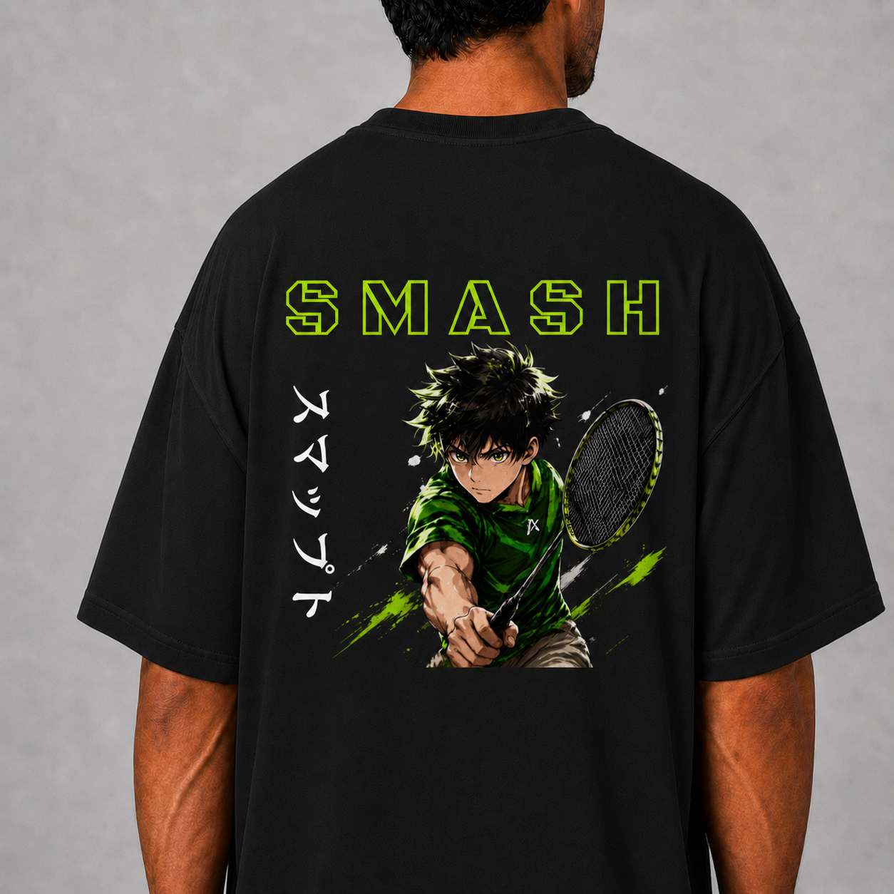Neon Smash: Oversized Badminton T-Shirt