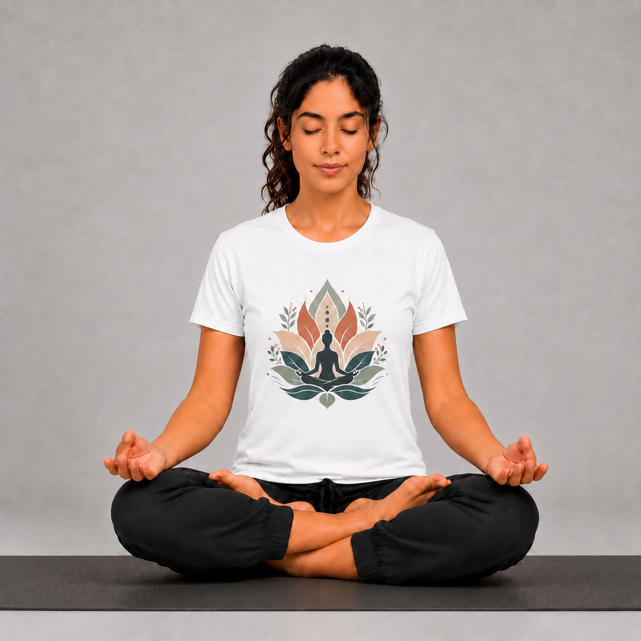 Lotus Serenity: Dry-fit Yoga T-Shirt