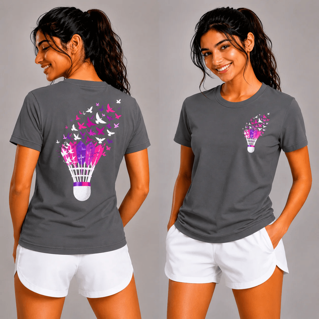 Shuttle Butterfly: Dry-fit Badminton T-Shirt