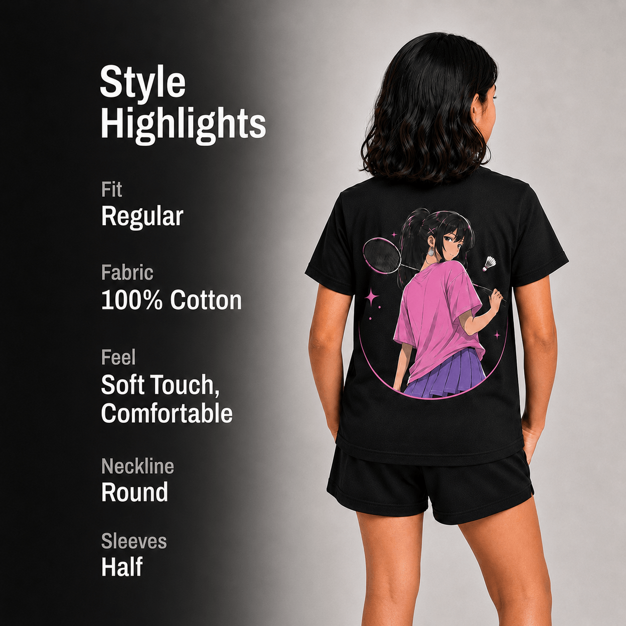 Court Crush: Cotton Badminton T-Shirt